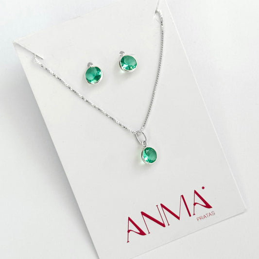 CONJUNTO REDONDO PONTOS DE LUZ TURQUESA