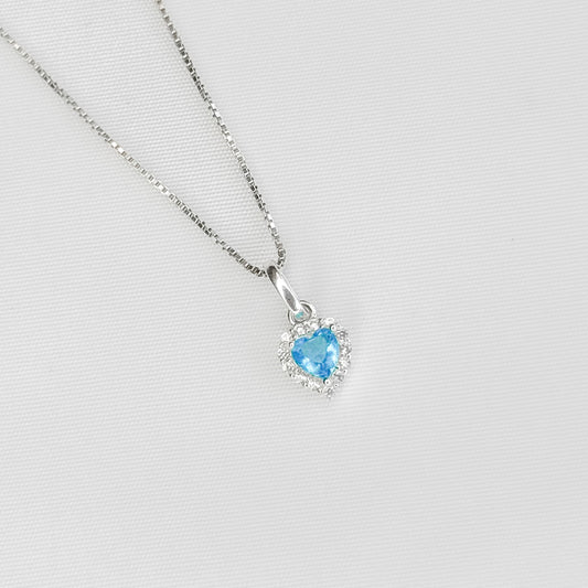COLAR CORAÇÃO ZIRCÔNIA AZUL