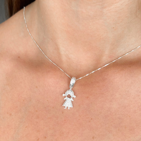 COLAR PINGENTE MENINA CRAVEJADO