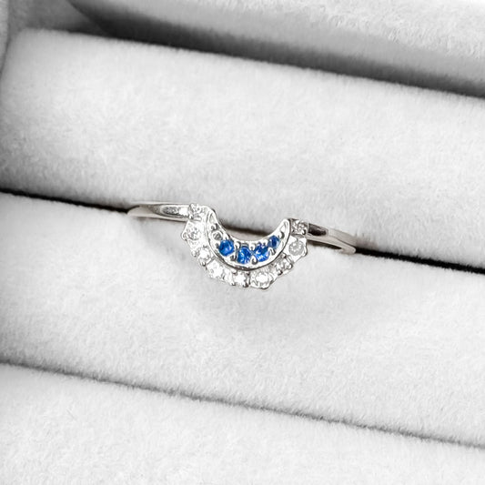 ANEL LUA DE ENCAIXE CRAVEJADA AZUL