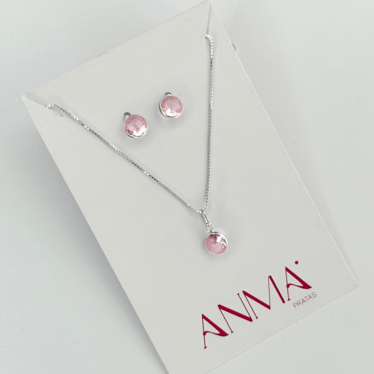 CONJUNTO REDONDO PONTOS DE LUZ ROSA CLARO