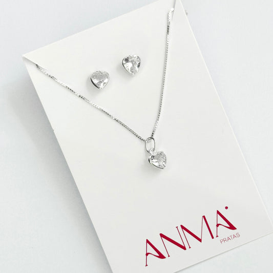 CONJUNTO CORAÇÃO PONTO DE LUZ BRANCO