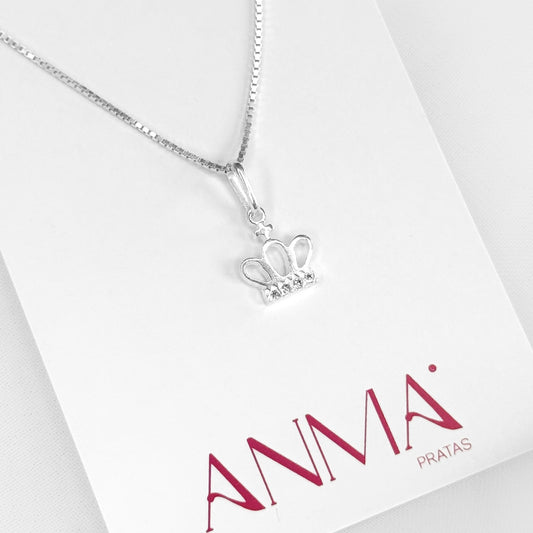 COLAR PINGENTE COROA CRAVEJADA