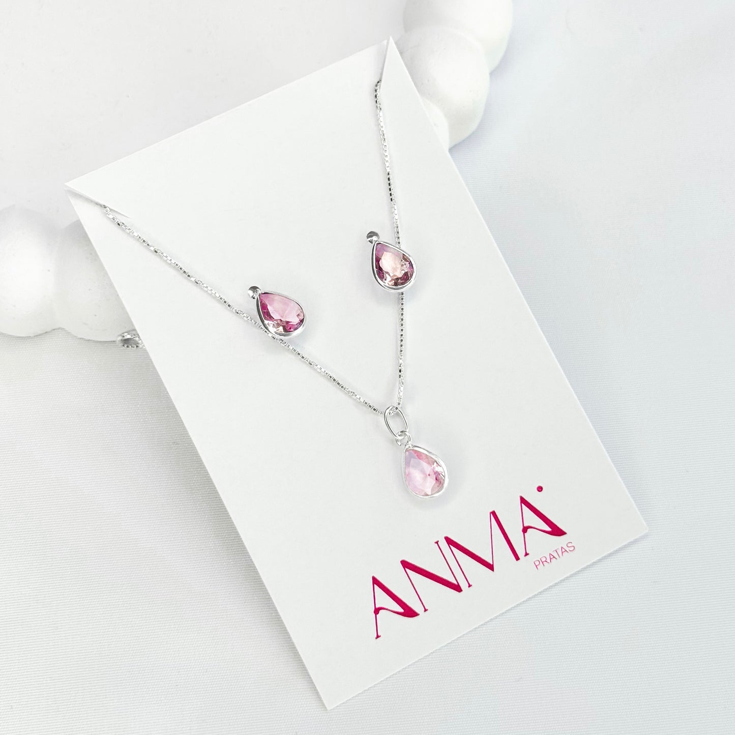 CONJUNTO PONTO DE LUZ GOTA ROSA CLARO